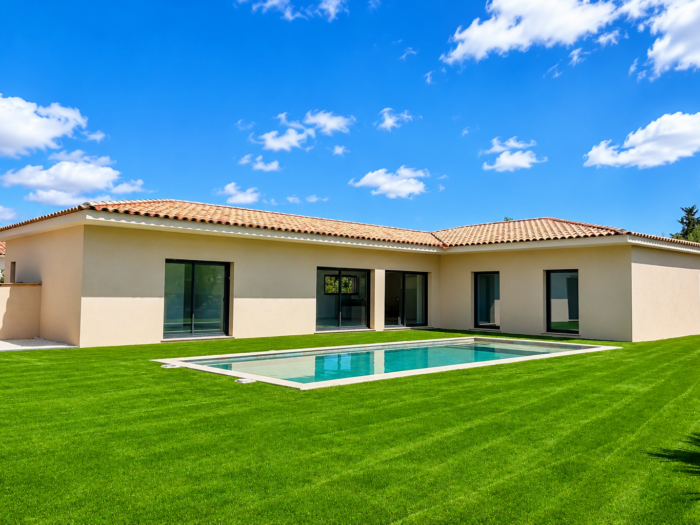 villa de plain pied avec 4 chambres et piscine à vendre à Grimaud proche du village neuve