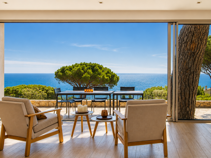 Propriété 4 chambres de plain pied à vendre à Sainte Maxime dans le Domaine de la Nartelle vue mer panoramique