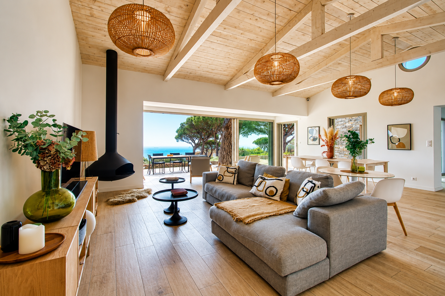 Propriété 4 chambres de plain pied à vendre à Sainte Maxime dans le Domaine de la Nartelle vue mer panoramique – Image 7
